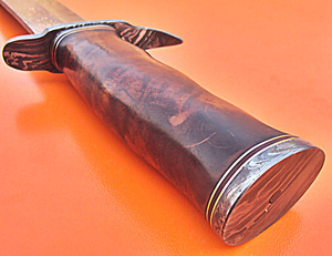 Couteau de combat Bowie à lame fixe en acier Damas, fait main, OEM/ODM, DIY, à pointe tombante, manche en bois, bord droit, 21 pouces, pour le camping - Product Image 4