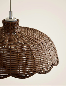 Rustic Charm Wavy Edge <b>Wicker</b> Rattan Hanging Light For Home Interior For Living Room And Bedroom - Product Image 4