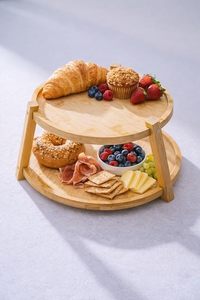 Soporte Redondo de Bambú Ecológico para Pasteles, Exhibidor de 2 Niveles, Servidor de Postres, Soporte para Pastelería Pulido para Decoración del Hogar y Panadería - Product Image 2