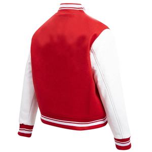 Veste de baseball en laine avec logo personnalisé automne hiver veste de baseball décontractée en laine universitaire manches en cuir veste universitaire pour femmes - Product Image 3