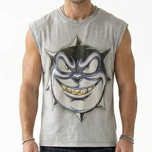 Débardeur sans manches personnalisé imprimé DTG, 100% coton jersey, tissu de qualité supérieure, streetwear décontracté unisexe, vente en gros OEM pour les chaînes - Product Image 5