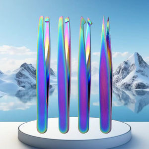 Pince à épiler pour sourcils, pince colorée en acier inoxydable, lot de 4 pinces à épiler pour sourcils avec revêtement en titane coloré, outil d'épilation - Product Image 5
