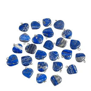 Pendentif Cœur en Lapis Lazuli Naturel Poli, Cristal Bleu, Breloque pour Collier DIY, Fabrication de Bijoux, Vente en Gros - Product Image 1