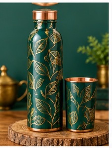 Botella de Agua Azul Bohemia con Diseño de Mandala y Vaso a Juego, Juego de Bebidas Ecológico - Product Image 6