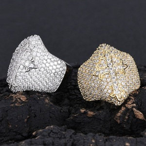 Mens 925 <b>Silver</b> Moissanite Iced Gothic <b>Cross</b> Signet <b>Ring</b> Pave Statement Luxury Jewellery <b>Ring</b> for Men - Product Image 4