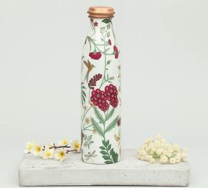 Autumn Floral Printed Copper Water Bottle Vintage Design Leakproof Reusable <b>Large</b> Capacity Eco-Friendly Ayurvedic Drinkware Gift - Product Image 4