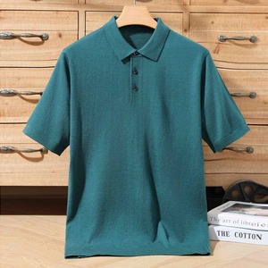 Suéteres de lana de alta calidad para hombre, suéteres de verano para negocios, suéter polo fino de manga corta tejido. - Product Image 4
