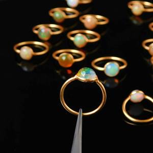 Elegant <b>Opal</b> Gemstone <b>Ring</b> Natural Stone Gold <b>Silver</b> Plated Multi Flash Effect White Jewelry <b>Ring</b> Wholesale Price Ethiopia Bulk - Product Image 4