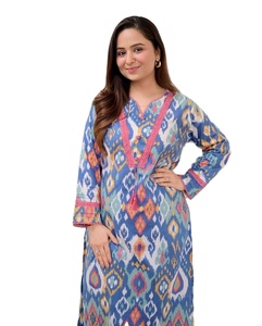 Ladies Kurti Pant Traditional Party Wear Viscose Modal Cloths with Free Shipping Worldwide Customized Logo Printing Multi Color - Product Image 1