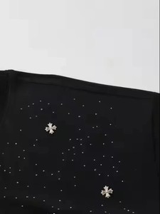 T-shirt surdimensionné personnalisé pour homme, coupe carrée, haute qualité, 100 % coton, effet délavé soleil, avec appliqué strass, coupe courte - Product Image 3