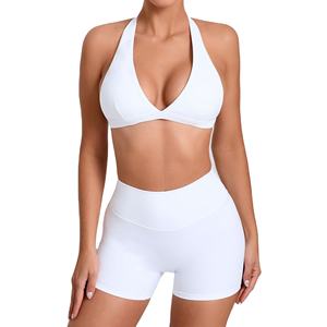 Sujetador deportivo de baja MOQ, fabricante de sujetador sin costuras de etiqueta privada para mujer, Proveedor de Ropa de gimnasio, sujetador de mujer de gimnasio con cuello Halter - Product Image 1