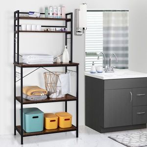 Carrello da Cucina a 5 Ripiani con 10 Ganci a S, Scaffale per Forno a Microonde, Unità di Stoccaggio e Scaffalature - Product Image 4