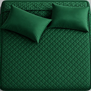 Turquoise Micro Sateen Bedspread 3 Pcs Breathable Home Use Simple Style All Season Diamond Stitch - Product Image 1