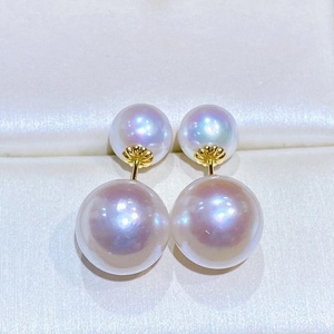 Versátiles Pendientes de Perlas de Agua Dulce Chapados en Oro de 14K, Serie Simple de Hojas Cuadradas Templadas, Belleza Natural - Product Image 2