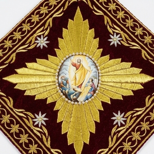 Embroidered Religious Processional Cross Velvet Hanging <b>Banner</b> Tassel Decor Church Festival Use - Product Image 6