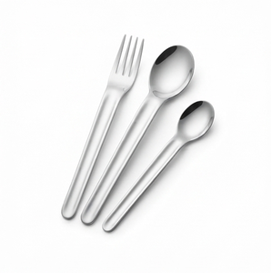 Juego de cubiertos minimalistas de metal con acabado de alto brillo, reutilizables para camping, tenedor, cuchara, cucharas para cenas elegantes, hoteles y bodas. - Product Image 1
