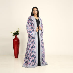 Abaya longue ouverte sur le devant en mousseline unie, style modeste islamique pour femmes, idéale pour l'Aïd et le Ramadan. - Product Image 2