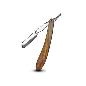 Rasoir de barbier professionnel à lame unique en acier inoxydable avec manche en bois, outil de rasage manuel pour le visage et la barbe - Product Image 2