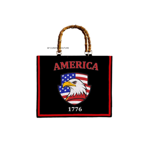 Sacs fourre-tout personnalisés en bambou fait main avec poignée ouverte, motif étoile du 4 juillet, perles de qualité durable, couleurs personnalisées pour femmes - Product Image 2