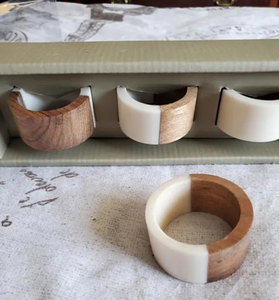 Napkin Ring Set Featuring Natural Wood & White <b>Epoxy</b> Resin Unique Dining Top <b>Table</b> Organizer With Amazing Price - Product Image 1