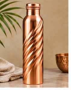 Bouteille d'eau en cuivre sans soudure avec motif floral, bouteille de voyage portable avec couvercle, matériau en cuivre pur - Product Image 6