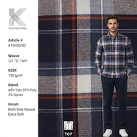Tela de Franela a Cuadros de Algodón Ecológico, 200 GSM, Tejido Twill Elástico para Camisas y Blusas de Niñas y Niños