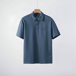 <b>Men's</b> Short Sleeve <b>Polo</b> <b>Shirt</b> Solid Color Knitted Casual Style Regular Fit Blue - Product Image 1