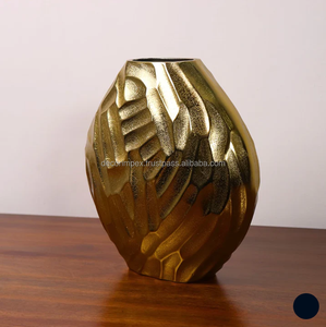 แจกันดอกไม้ทำด้วยมือทำจากอลูมิเนียมเคลือบด้วยสีทองและสีเงินสำหรับตกแต่งบ้านสำนักงาน - Product Image 1