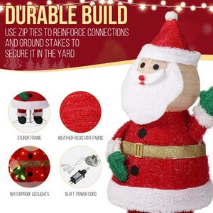 Decorazione Natalizia da Giardino con Babbo Natale che Saluta, 100 LED Bianchi Caldi, 1 Metro, con Musica, per Esterni - Product Image 5