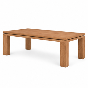 Modern Eco-Friendly Solid Teak Wood Rectangular <b>Dining</b> <b>Table</b> Set with Layered Double Slab <b>Top</b> for Home Hotel Apartment School - Product Image 2