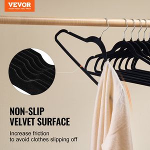 Appendini portanti in velluto nero da 11 libbre da 50 pezzi gancio girevole di 360 gradi Ultra-sottile 0.2 Design antiscivolo appendiabiti salvaspazio per - Product Image 2