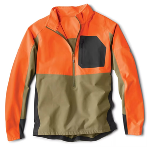 Men's Orange Color Block Fleece Jacket Quarter Zip Windproof Casual Autumn Wear Polyester Outerwear - Product Image 6