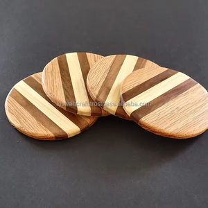 Posavasos Redondos de Resina de Madera Estilo Japonés Clásico de 4 Pulgadas y 7 mm de Grosor para Bebidas, Café, Té - Uso en el Hogar y Restaurantes - Product Image 1