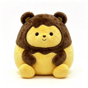 Peluche lion douce personnalisée, peluche lion avec bras et jambes moelleuses, peluche lion ronde avec crinière brune, peluche lion jaune. - Product Image 2