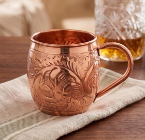 Taza Moscow Mule de Cobre Puro Oriental FAIZA CRAFT con Asa, Diseño Clásico, Ecológica, para Uso en el Hogar y Fiestas - Product Image 1