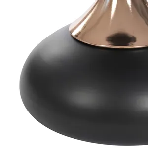 Modern Round Metal Side <b>Table</b> with Black Top and <b>Copper</b> Base for Living Room Decor - Product Image 2