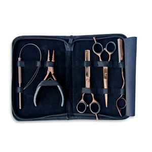 Kit d'outils professionnels en acier inoxydable pour extensions de cheveux, ensemble complet d'installation avec pinces à extensions, aiguilles de tirage et boucles - Product Image 5