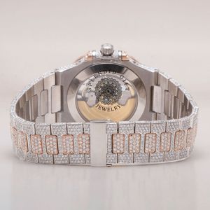 Splendide Montre de Luxe pour Homme avec Diamants, Boîtier Argenté 28mm en Moissanite, Verre Saphir, Mouvement Analogique à Quartz ETA, Cadran Discret - Product Image 4