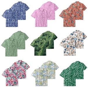 เสื้อฮาวายแขนสั้นสำหรับผู้ชายผ้าฝ้าย100% 40S ฤดูร้อนสไตล์ญี่ปุ่นพิมพ์ลายแบบยับฟรี - Product Image 3