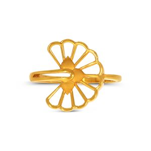 Bague de créateur en or jaune 18 carats pour femme, motif floral abstrait en éventail, élégante et contemporaine, avec pétales ouverts, style mode - Product Image 3