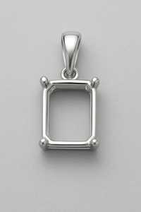 Support de pendentif octogonal en argent sterling 925, 8x10mm, semi-monture pour pierre précieuse solitaire, bijoux fins - Product Image 4