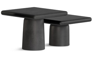 <b>Silver</b> Arc Modern Black Nesting <b>Coffee</b> <b>Table</b> Minimalist Design Living Room Furniture Plastic Top and Frame - Product Image 6