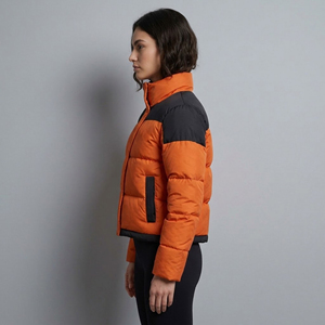 Chaqueta acolchada para mujer con cuello alto personalizado y capucha desmontable, ligera, impermeable, con forro de algodón. - Product Image 2