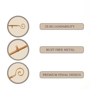 ราวม่านทองเหลืองโบราณพร้อมปลายม่านลายโค้งสไตล์ดั้งเดิมสำหรับตกแต่ง - Product Image 2