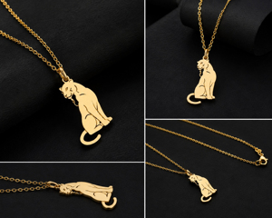 925 Sterling <b>Silver</b> Rhodium/Gold Plated Christian Minimalist Panther <b>Charm</b> Pendant Necklace Unisex Everyday Wear Fine Gift Him - Product Image 5