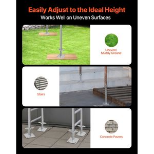 Piedini di Livellamento Regolabili (4 Pezzi) - Altezza Regolabile 46,2 cm - Capacità di Carico Totale 1500 kg - Componenti per Ponteggi e Scale - Product Image 5