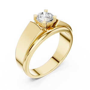 Anillo solitario de oro amarillo con diamante cultivado en laboratorio para hombre – Anillo de compromiso de lujo moderno con diamante para novio - Product Image 2