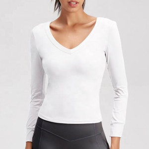 T-shirt de sport et de yoga à manches longues pour femmes grandes tailles, col rond, compression haute élasticité, séchage rapide, OEM, bretelles non ajustables - Product Image 6