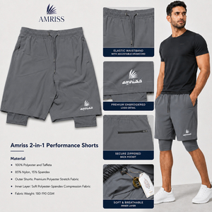 Lote en Stock Listo para Enviar: Pantalones Cortos Halal Modestos para Hombre, de Secado Rápido, 2 en 1, por Debajo de la Rodilla, Islámicos Awrah, Venta al por Mayor por Paquete - Product Image 3