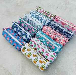 Estuche acolchado de algodón para lápices, estuche para bolígrafos con cremallera y estampado floral, estuche multiusos para papelería, estuche compacto para cosméticos de viaje - Product Image 2
